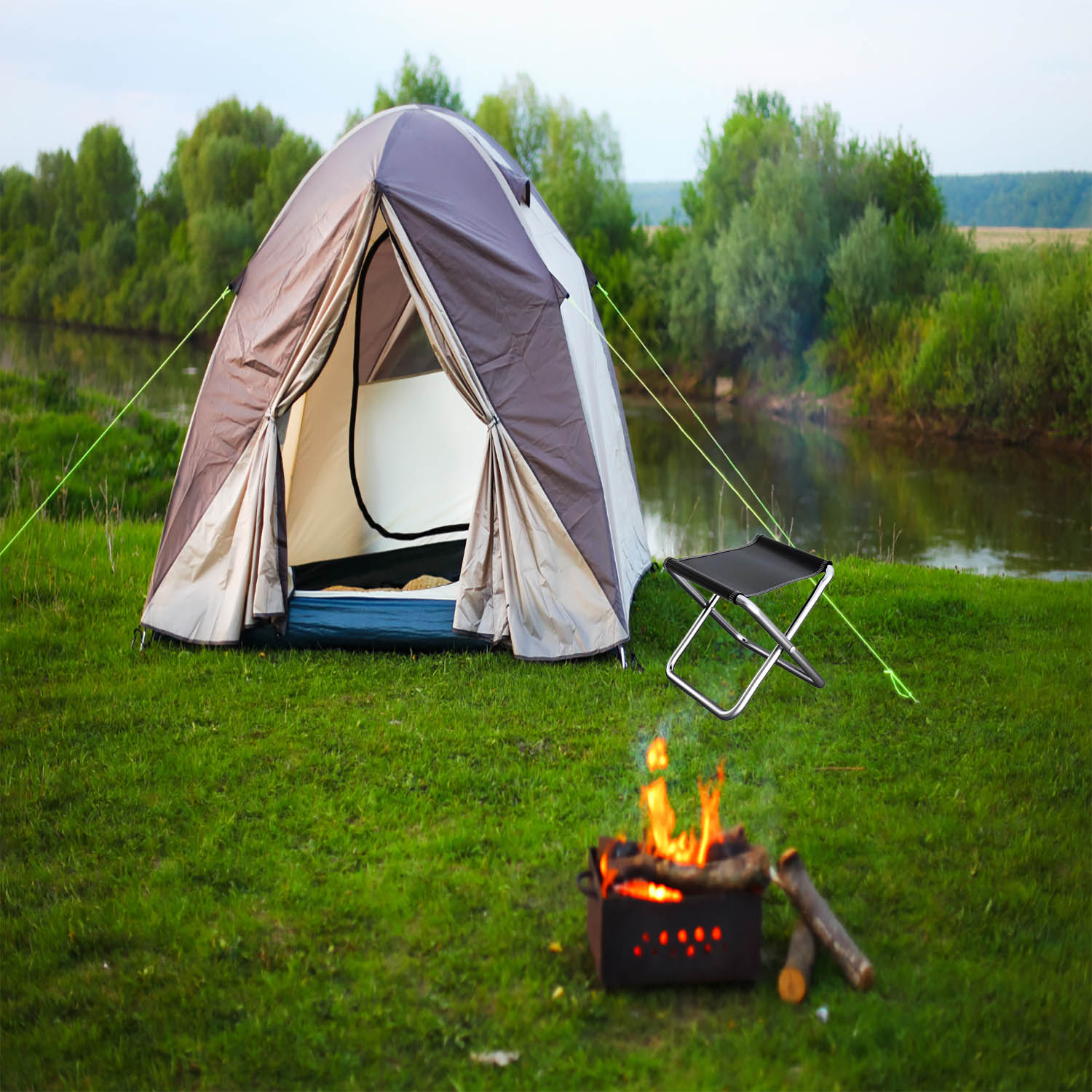 Campingstuhl Klapphocker Klappbarer Hocker Angel Campingstuhl Faltbar 29×23 cm – Bild 4