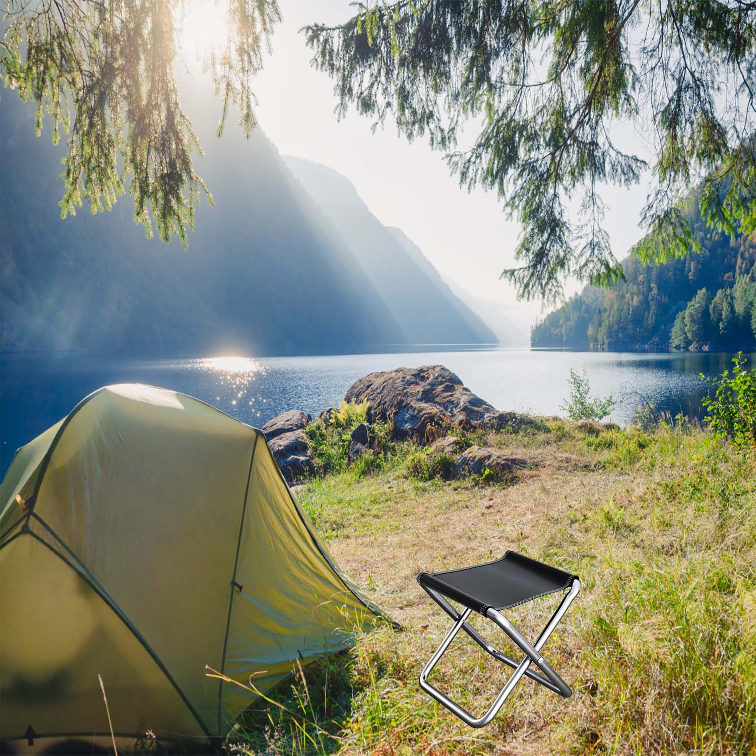 Campingstuhl Klapphocker Klappbarer Hocker Angel Campingstuhl Faltbar 29×23 cm – Bild 2