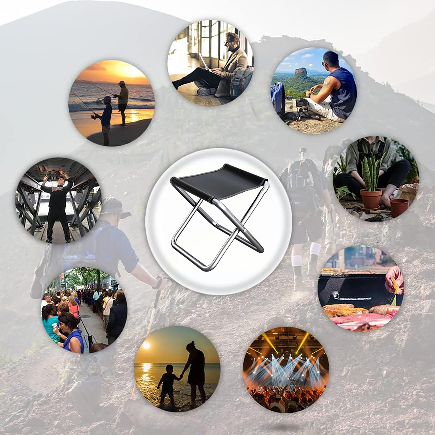 Campingstuhl Klapphocker Klappbarer Hocker Angel Campingstuhl Faltbar 29×23 cm – Bild 7